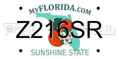 Z216SR Florida License Plate