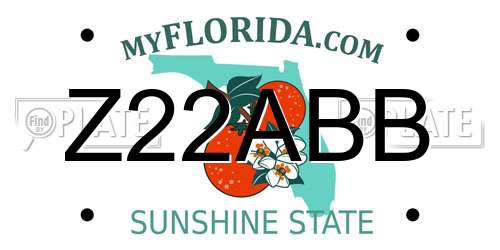 Z22ABB Florida License Plate