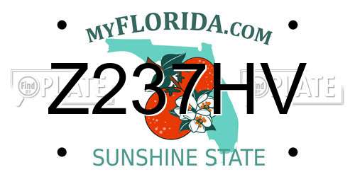 Z237HV Florida License Plate
