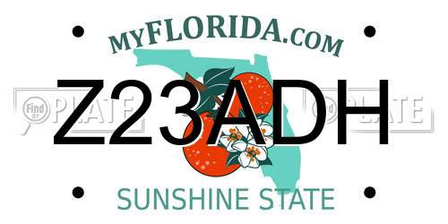 Z23ADH Florida License Plate