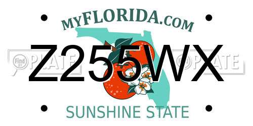Z255WX Florida License Plate