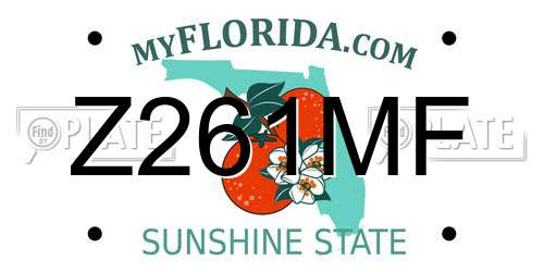 Z261MF Florida License Plate