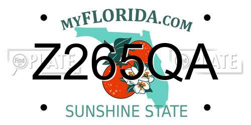 Z265QA Florida License Plate