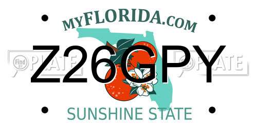 Z26GPY Florida License Plate