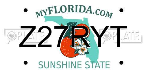 Z27RYT Florida License Plate