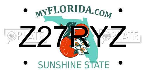 Z27RYZ Florida License Plate