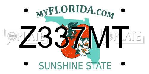 Z337MT Florida License Plate