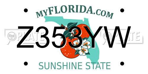 Z353YW Florida License Plate