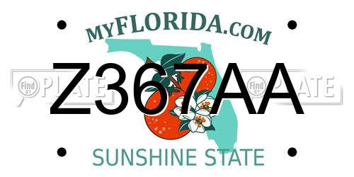 Z367AA Florida License Plate
