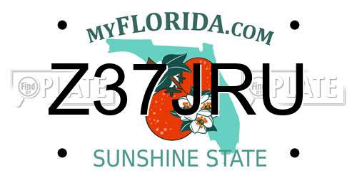 Z37JRU Florida License Plate