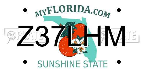 Z37LHM Florida License Plate