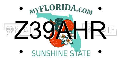 Z39AHR Florida License Plate