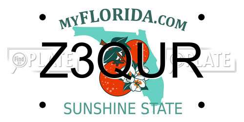 Z3QUR Florida License Plate