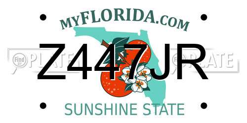Z447JR Florida License Plate