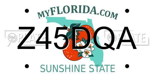 Z45DQA Florida License Plate