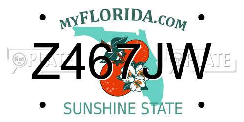 Z467JW Florida License Plate