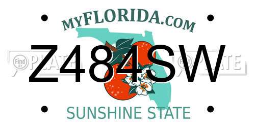 Z484SW Florida License Plate