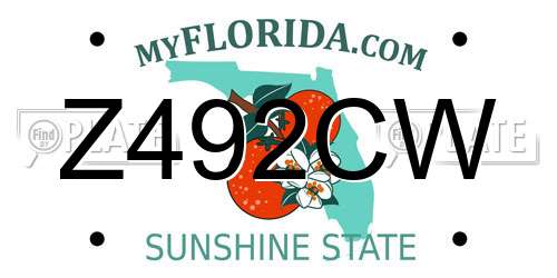 Z492CW Florida License Plate