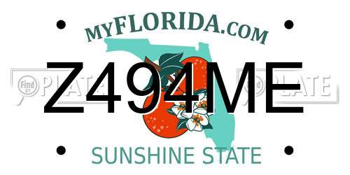 Z494ME Florida License Plate