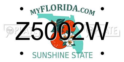 Z5002W Florida License Plate