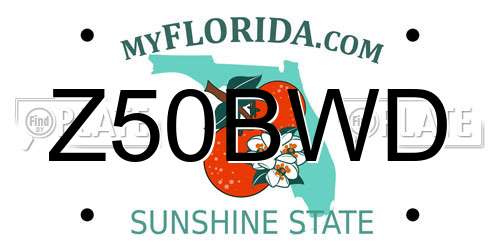 Z50BWD Florida License Plate