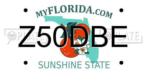Z50DBE Florida License Plate