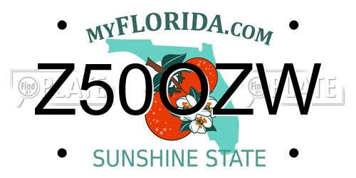 Z50OZW Florida License Plate