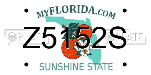 Z5152S Florida License Plate