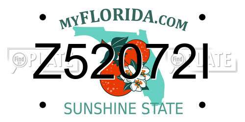 Z52072I Florida License Plate