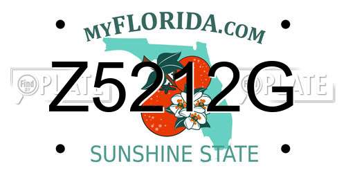 Z5212G Florida License Plate