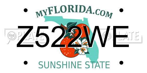 Z522WE Florida License Plate