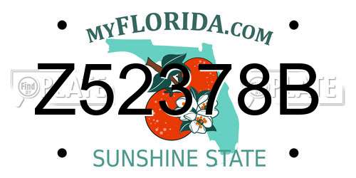Z52378B Florida License Plate