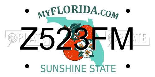 Z523FM Florida License Plate