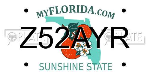 Z52AYR Florida License Plate