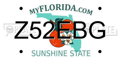 Z52EBG Florida License Plate