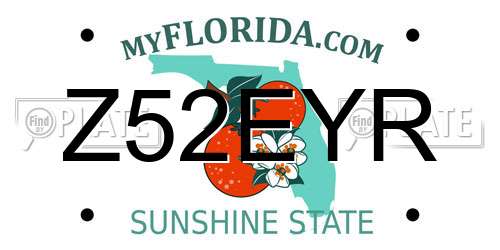 Z52EYR Florida License Plate