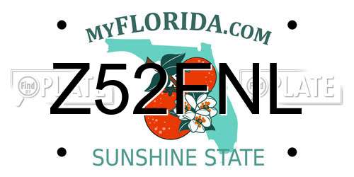 Z52FNL Florida License Plate