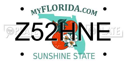 Z52HNE Florida License Plate