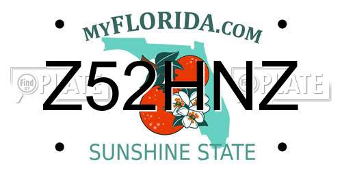 Z52HNZ Florida License Plate