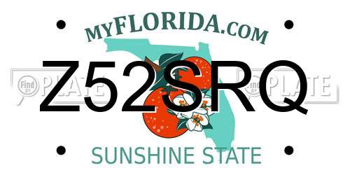 Z52SRQ Florida License Plate