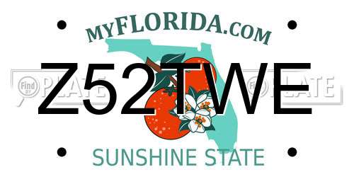 Z52TWE Florida License Plate