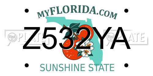 Z532YA Florida License Plate