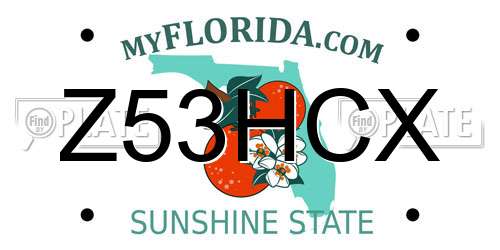 Z53HCX Florida License Plate