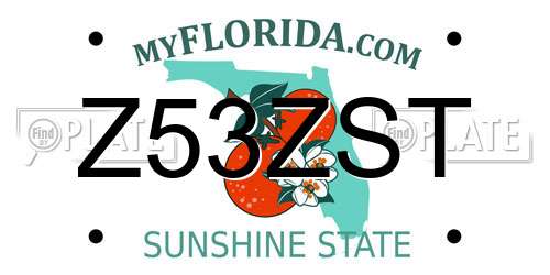 Z53ZST Florida License Plate
