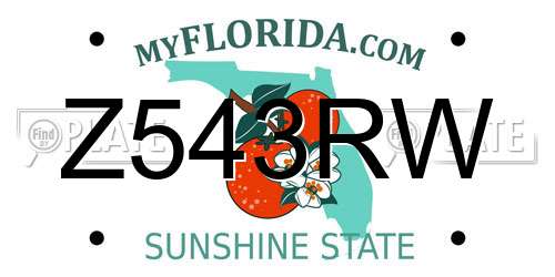 Z543RW Florida License Plate