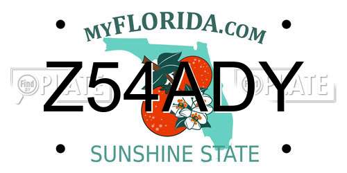 Z54ADY Florida License Plate