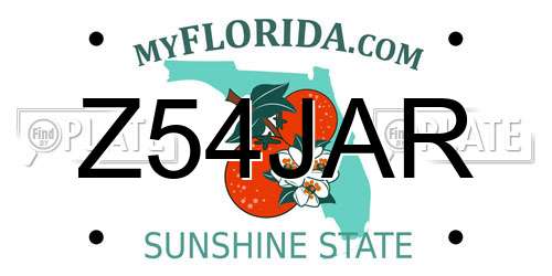 Z54JAR Florida License Plate