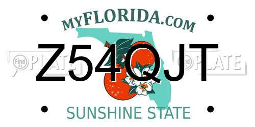 Z54QJT Florida License Plate