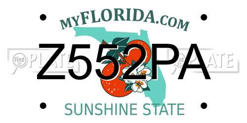 Z552PA Florida License Plate