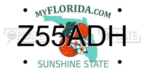 Z55ADH Florida License Plate